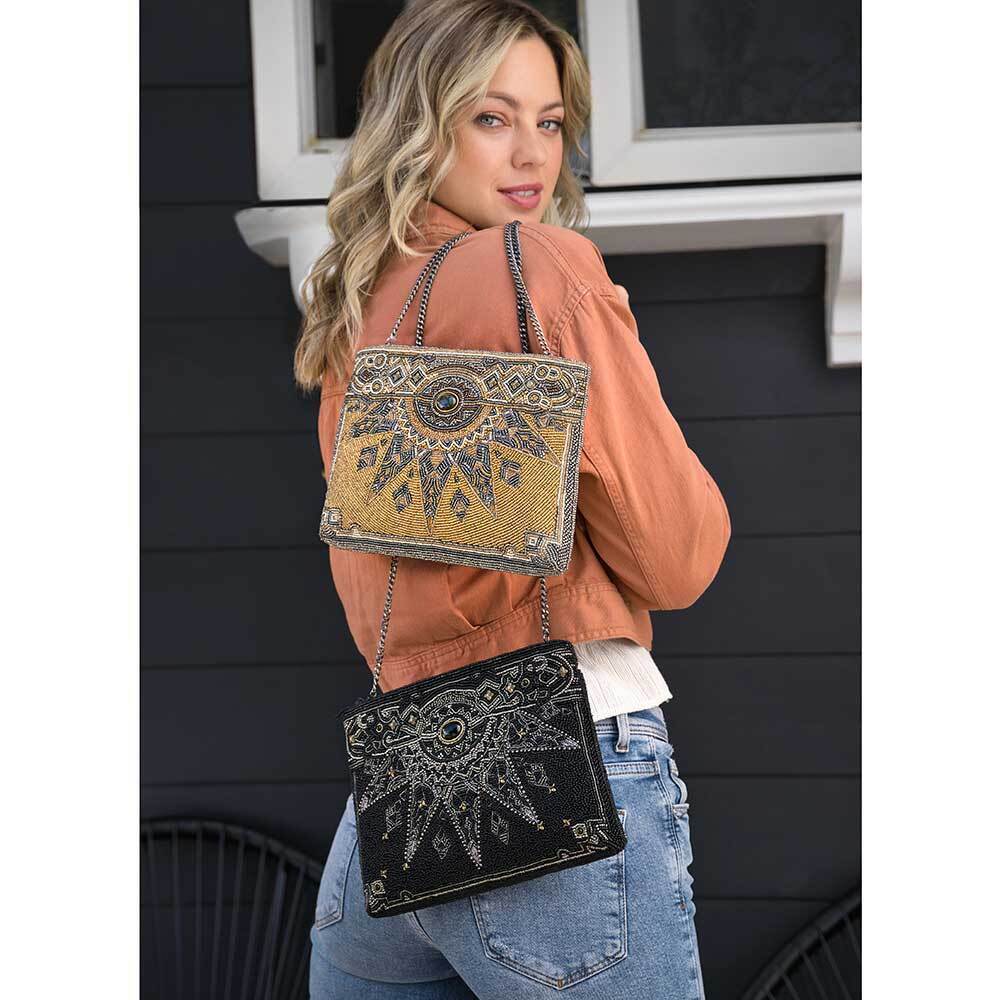 Mary Frances Magical Power Onyx Black Handbag Crossbody Chain Strap Zip Bag NW - Picture 8 of 8